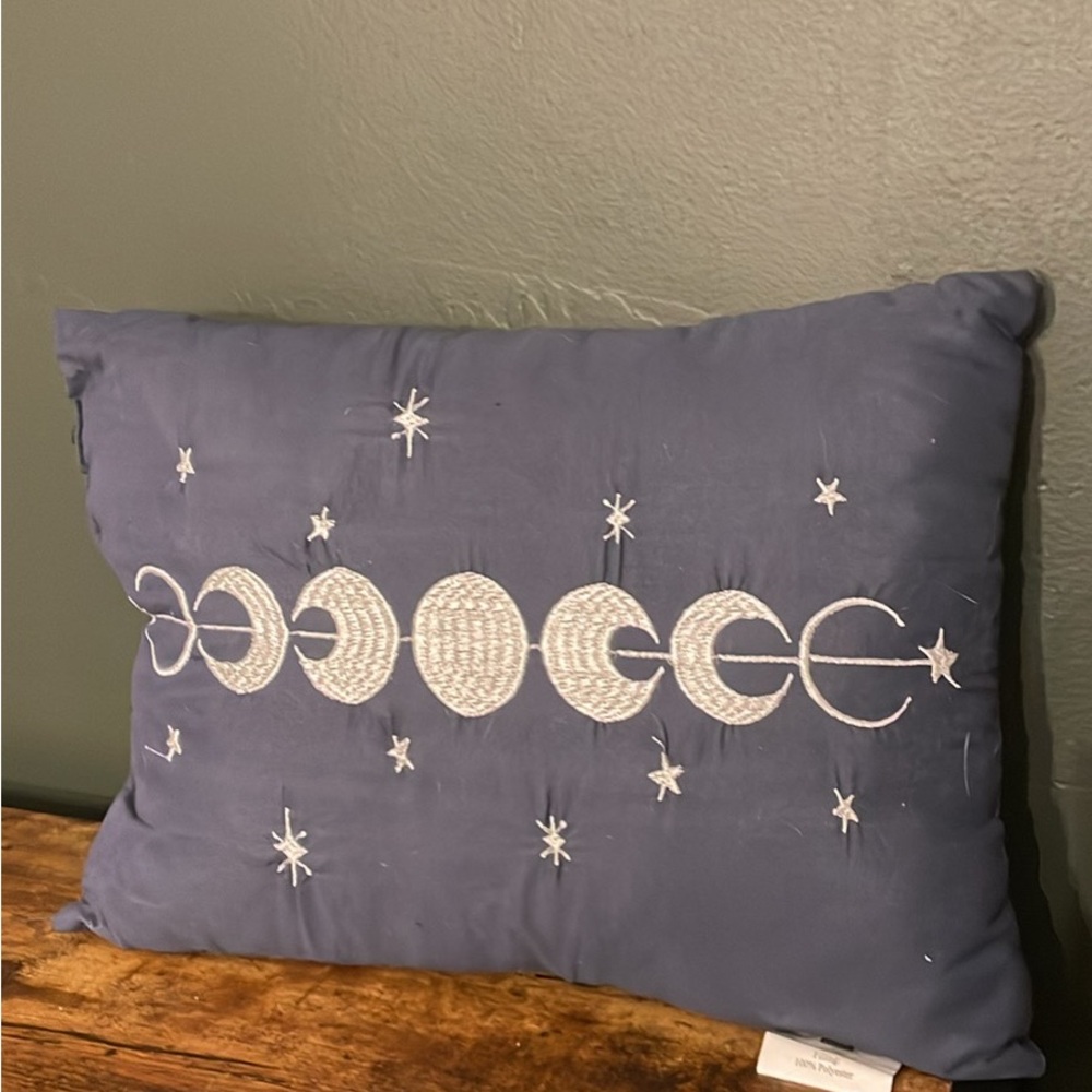 Intelligent Design Navy Moon Phases Decorative Pillow